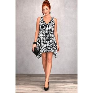 Three Eighty Two Asymmetrical Mini Dress - Black/White - size M